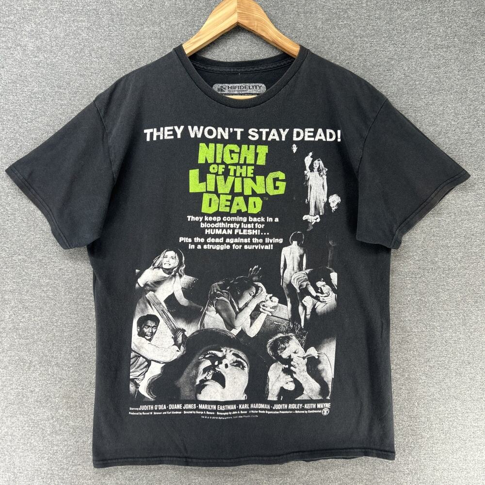 Night Of The Living Dead T Shirt Mens Large Faded Black Horror Movie HiFidelity